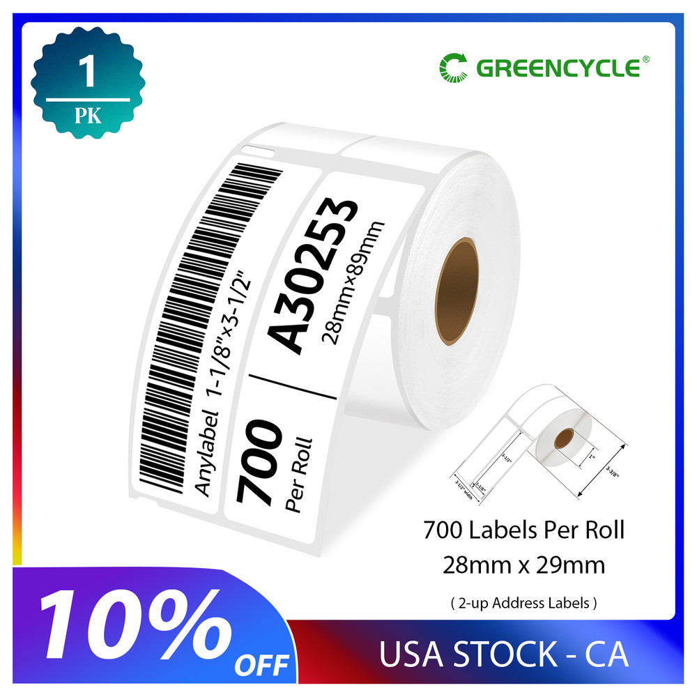 1 Roll 700 2-up Address Label 1-1/8″ x 3-1/2″ for Dymo 30253 LabelWriter 300