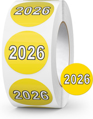 500 PCS 2026 Stickers 1 Inch round Coded Colored Vinyl Year Labels | Waterproof,