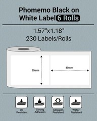 1.57″x1.18″(40x30mm) Label, 6 Rolls M110/M100/M150/M250/M220 Thermal Paper – …