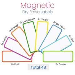 48 Pcs Magnetic Dry Erase Labels Name Plate Tags for Classroom Office Whiteboard