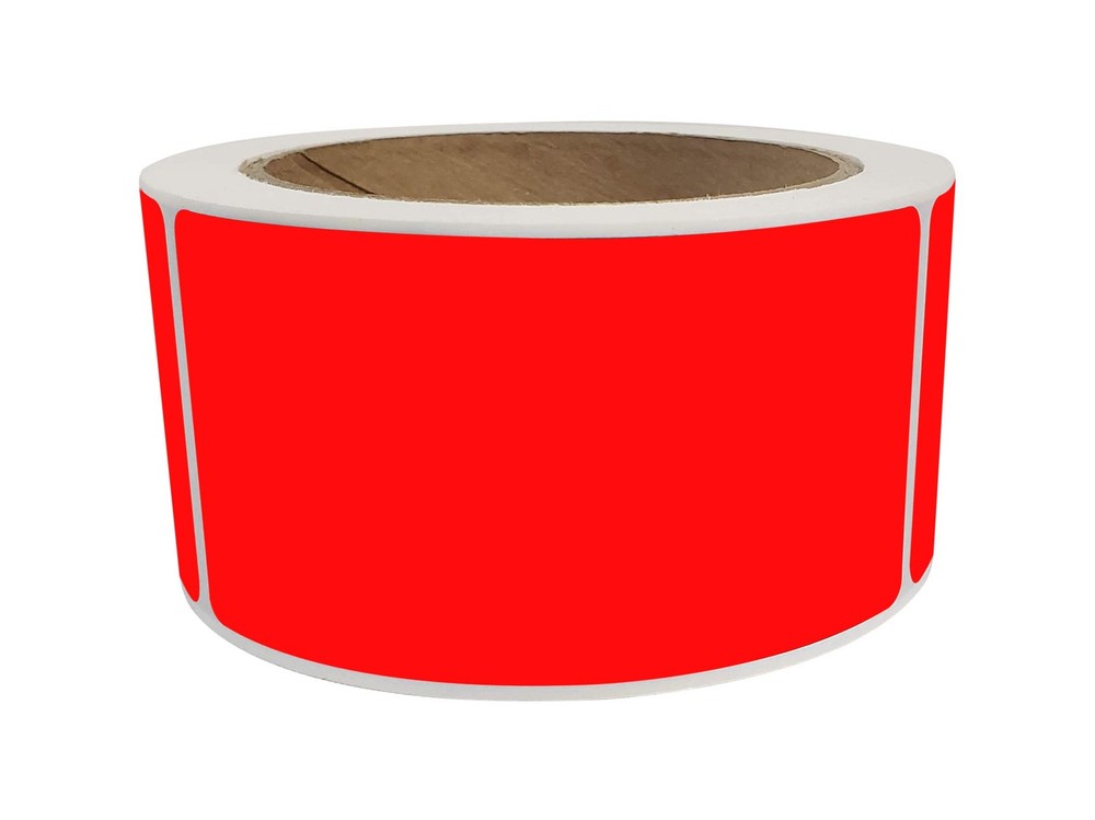 4X2 inch Labels Self Adhesive Rectangle Stickers in Neon Red (100mm x 51mm) -…
