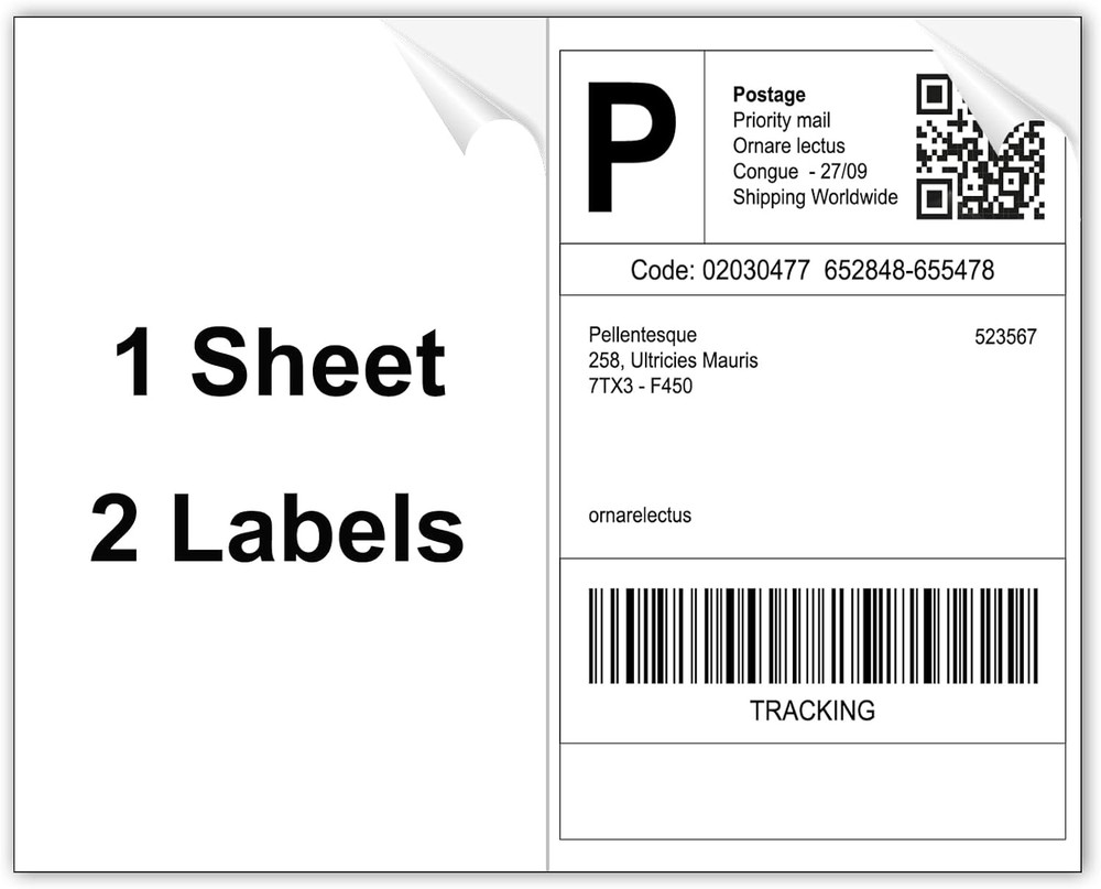 Half Sheet Shipping Labels, 8.5″ X 5.5″ Address Labels, Half Sheet Self Adhesive
