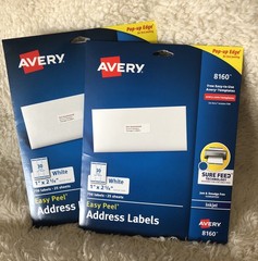 Avery 8160 Easy Peel White Inkjet Address Labels 1 X 2 5/8 Pack of 750 +480 READ