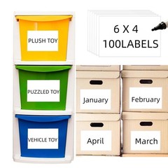 Waterproof Removable Storage Bin Labels 4″ x 6″ Organizing Name Label 100 Pack
