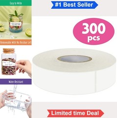 300 Blank Food Labels 1 x 3 Inches Water Oil Tear Resistant Perforated Roll