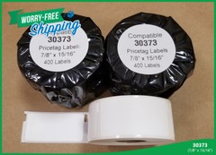 4 Rolls Dymo Compatible 30373 Price Tag 400 Labels Rat Tail Style 7/8″x 15/16″