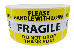 2×3, FRAGILE/DO NOT DROP THANK YOU!, 500 labels per roll, 1-60 Rolls