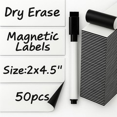 Dry Erase Magnetic Labels – Reusable Sticky Notes – Magnetic Notepads for Ref…
