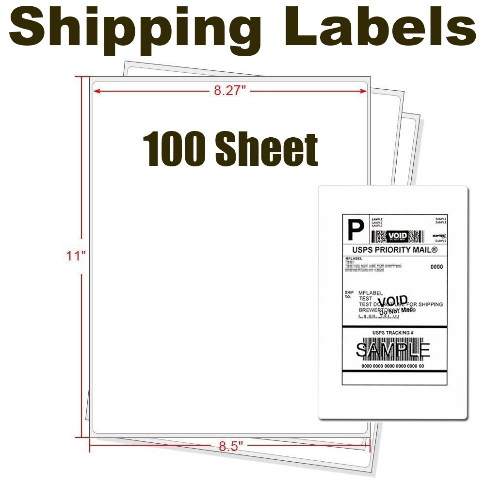 8.5″ x 11″ Full Sheet Address Shipping Labels Sticker Paper for Laser Inkjet USA
