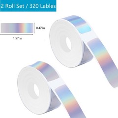 D30 Label Tape 320 PCS Thermal 12×40 mm Holographic Reflective 2 Rolls