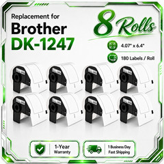 8Rolls DK-1247 Shipping Label 4.07 x 6.4 in Used in Brother QL Label Printers