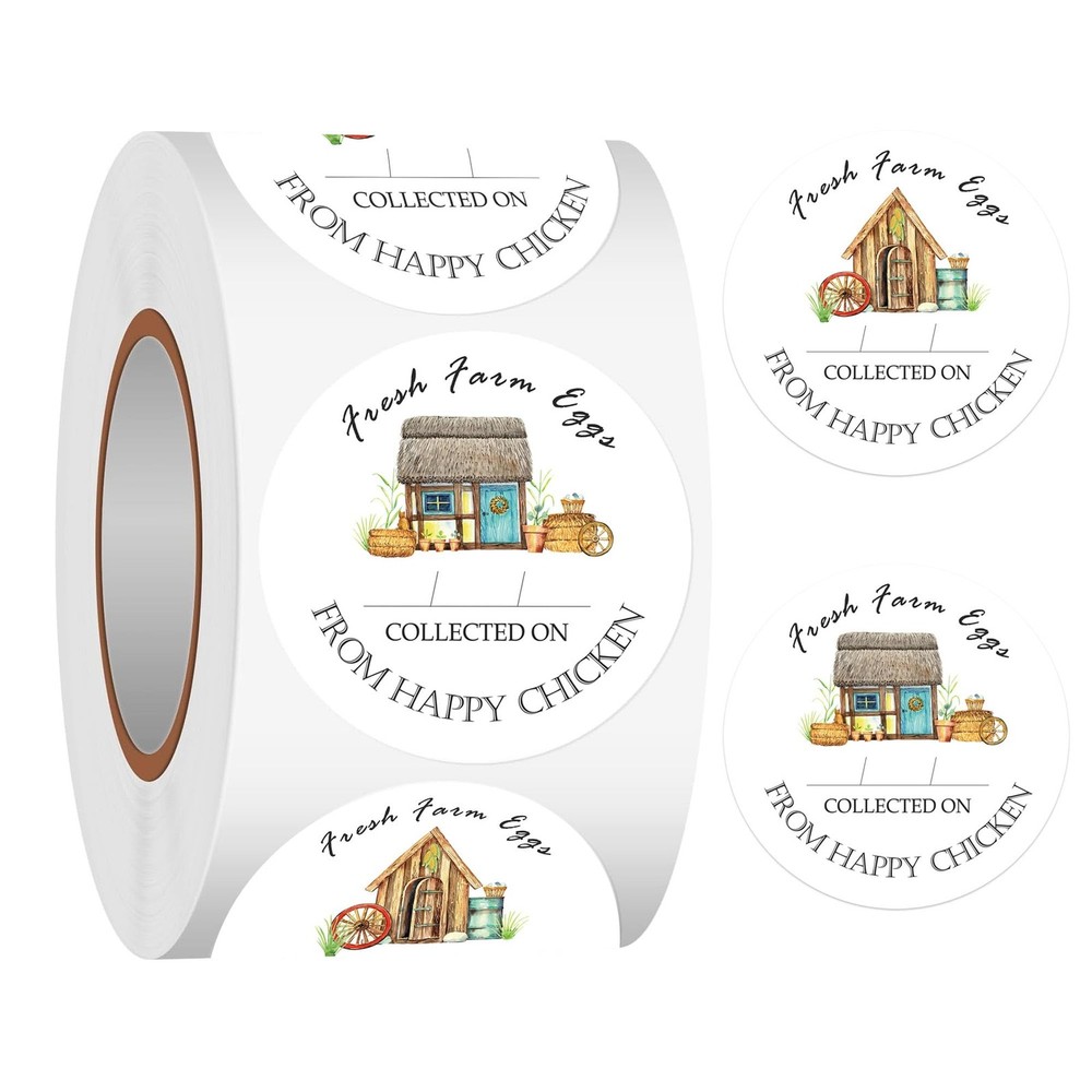 500 Pcs 2 Inch Farm Fresh Eggs Stickers Fresh Egg Carton Decor for Packaging