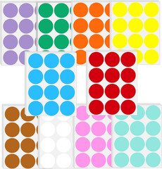 1.5″ round Colored Removable Stickers Labels，Handwritten, Not Printable – White,
