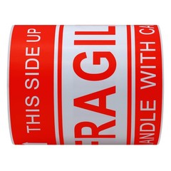 Hybsk This Side Up Fragile Stickers 4″*6″ Handle with Care 4×6 inch, Red