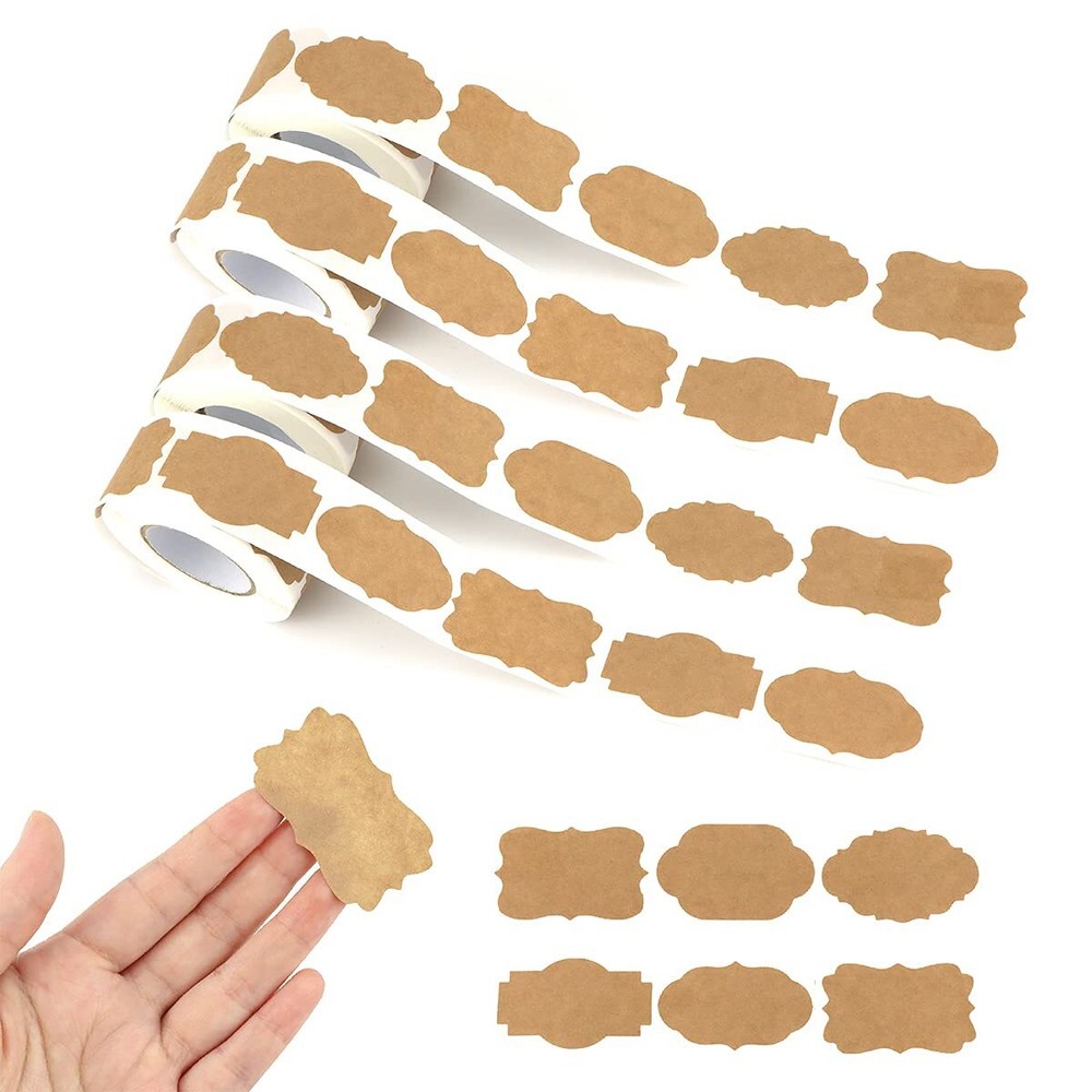 1200 Pcs Kraft Tags Name Labels Stickers for Canning Jars Gift Tags Cosmetics