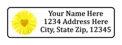 400 Yellow Daisy Heart Personalized Return Address Labels. 1/2 inch by 1 3/4 in.