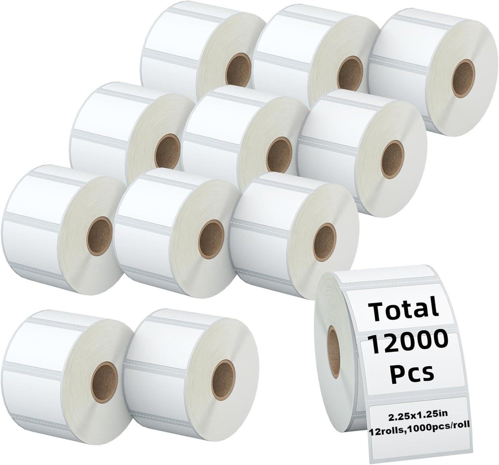 3-Proof 1″ Core(12,000 Labels) 2.25″ X 1.25” Direct Thermal Labels – 12 Rolls…