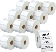 3-Proof 1″ Core(12,000 Labels) 2.25″ X 1.25” Direct Thermal Labels – 12 Rolls…