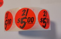 2/$5 Discount Pricing Labels Price Point Sale Adhesive Sticker Label 1000 PCS