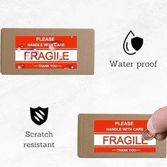 Fragile Labels 2×3 Inch 500 Count Red Warning Handle with Care Sticker for