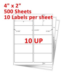 10UP 4″x2″ Address Shipping Labels Self Adhesive 10 Per Sheet for laser Ink Jet