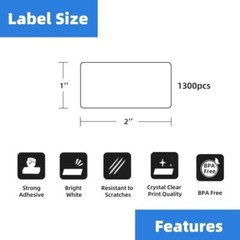 2″x1″ Direct Thermal Barcode SKU Labels, for Rollo&Zebra LP2824 LP2422 1300/Roll