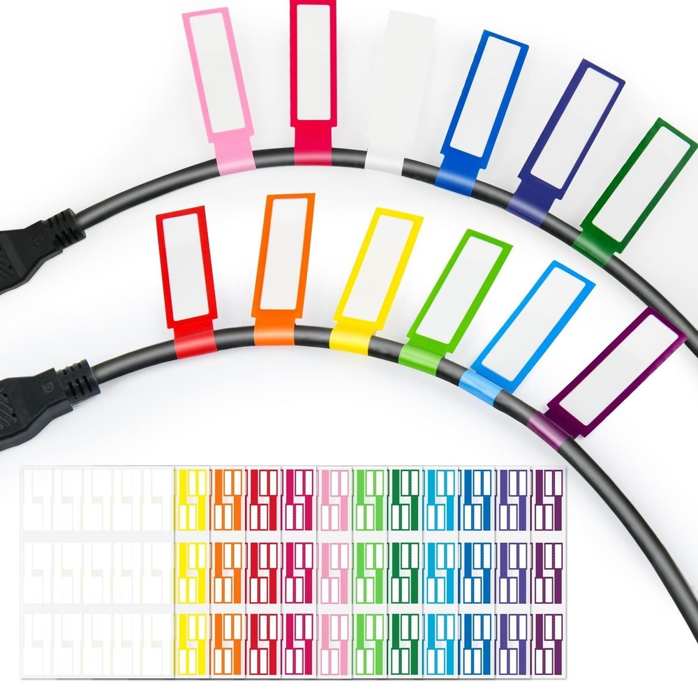 360pcs Cable Labels 12 Colors Waterproof Cable Tags Wire Cord Label for Elect…