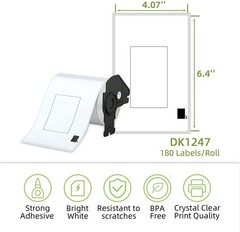 3Rolls Work for Brother 4.07″x6.4″ DK-1247 Shipping Labels QL Printers 180/Roll