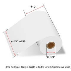 2Rolls Continuous Paper Labels for Brother 102mm×29.3m RD-M01U5 Direct Thermal