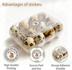 320 Pcs Quail Eggs Carton Labels, 2 Inch Round Fresh Quail Eggs Handling Stic…