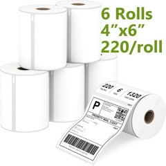 6 Rolls 4″ x 6″ Direct Thermal Shipping Label for DYMO 4XL 1744907 Labels/Roll