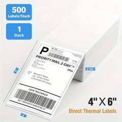 500Pack 500 4×6 Thermal Shipping Labels Foldable Any Prints Thermal Label Paper