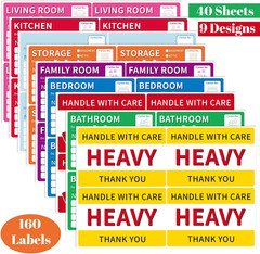 WSICSE 160 Pcs 6 x 4 inch Moving Labels for Boxes, Large 7 Color Coded Moving St
