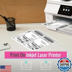 LuckyGuard 60 Shipping Labels 2 Per Sheet 8.5″ x 5.5″ Matte Half Sheet Labels