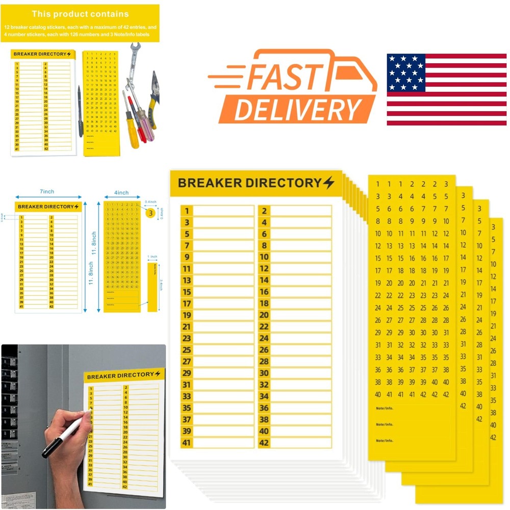 Tear Resistant Breaker Panel Labels 16 Adhesive Stickers for Easy Circuit Access
