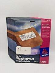 Avery White Weatherproof Shipping Labels 2×4 Laser 11 Pkgs 2750 Labels Huge Lot