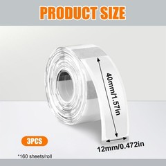 480Counts Writeable Thermal Label 12x40mm Water Oil Resistant for Container