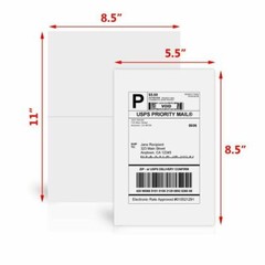 200 Half Sheet Shipping Mail Labels 8.5×5.5 Self Adhesive For Laser printer
