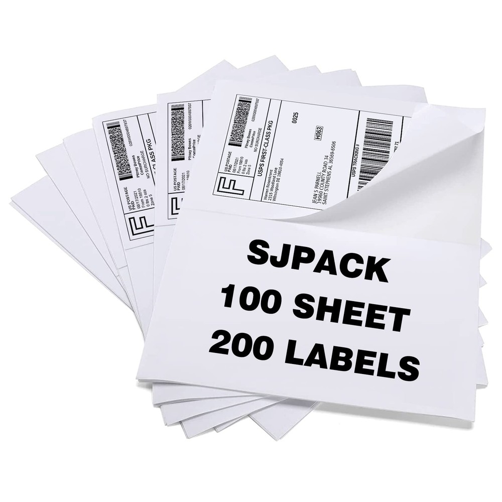 100 Half Sheet Shipping Labels 5.5″ x 8.5″ Address Blank for Laser/Inkjet Pri…
