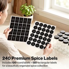Minimalist Spice Jar Labels Self-Adhesive – 240 Stickers for Spice Jars, Spic…