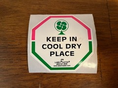 Lot of 2 (3″ x 3”) Keep In Cool Dry Place Labels (500 per Roll) Paper