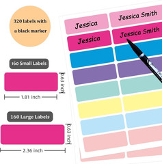 Waterproof Removable Labels Name Tags – 320PCS with Pen Adhesive Name Label Stic