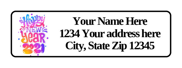 400 Personalized Happy New Year Return Address Labels. 1/2 inch by 1 3/4 inch
