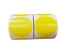 4″ Round Direct Thermal Label Yellow Zebra 1″ Core – (2) Rolls, 350 Labels Total