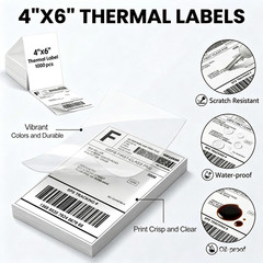 Direct Thermal Shipping Label (1000PCS 4×6 Per Fanfold Labels) Secure Adhesion