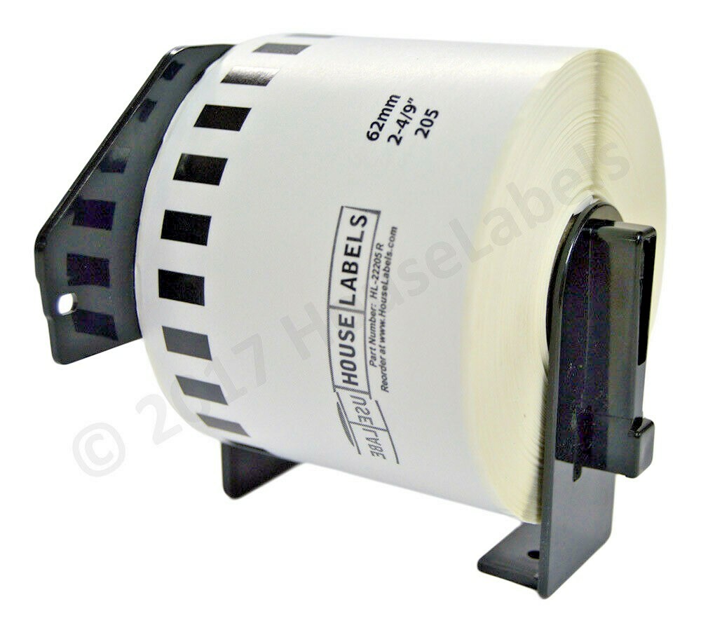 Non-OEM Fits BROTHER DK-2205 REMOVABLE Labels – (2) Rolls of 100′ + (1) FRAME