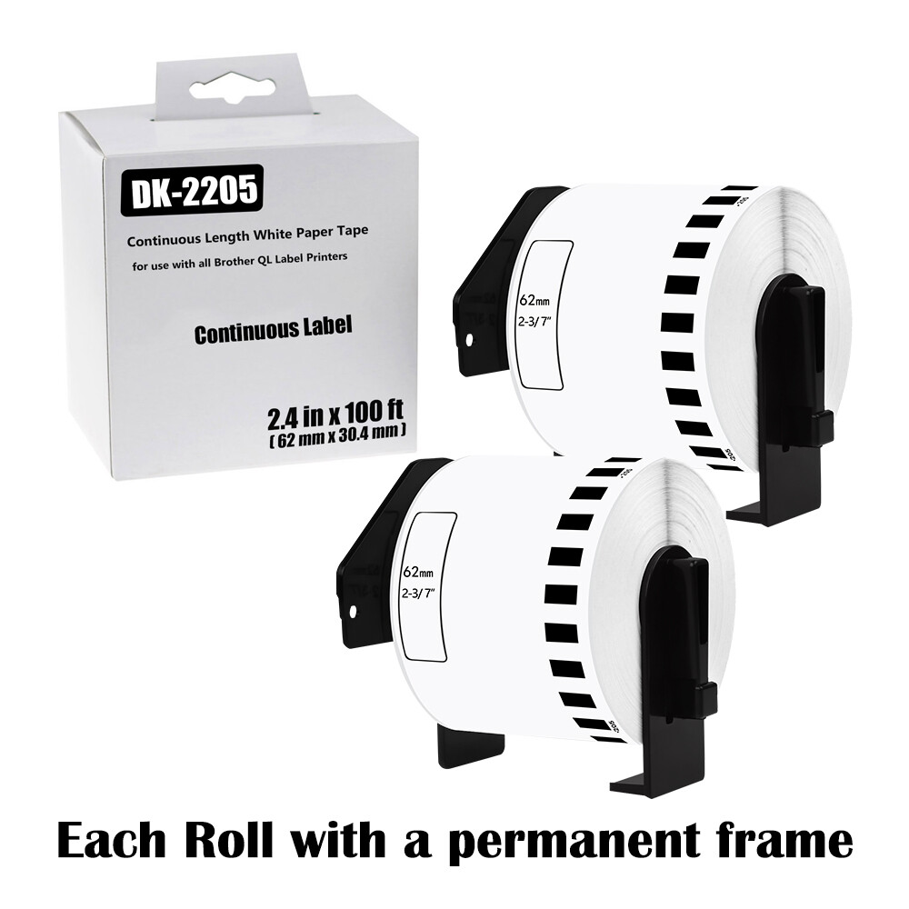 2Rolls 2.4″x100′ Continuous Paper Tape DK-2205 for Brother QL Label Printer
