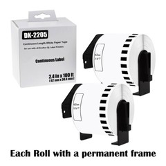 2Rolls 2.4″x100′ Continuous Paper Tape DK-2205 for Brother QL Label Printer