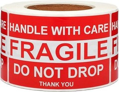 Large Fragile Stickers 4” X 6” Eye-Catching Fragile – Handle with Care – Do No