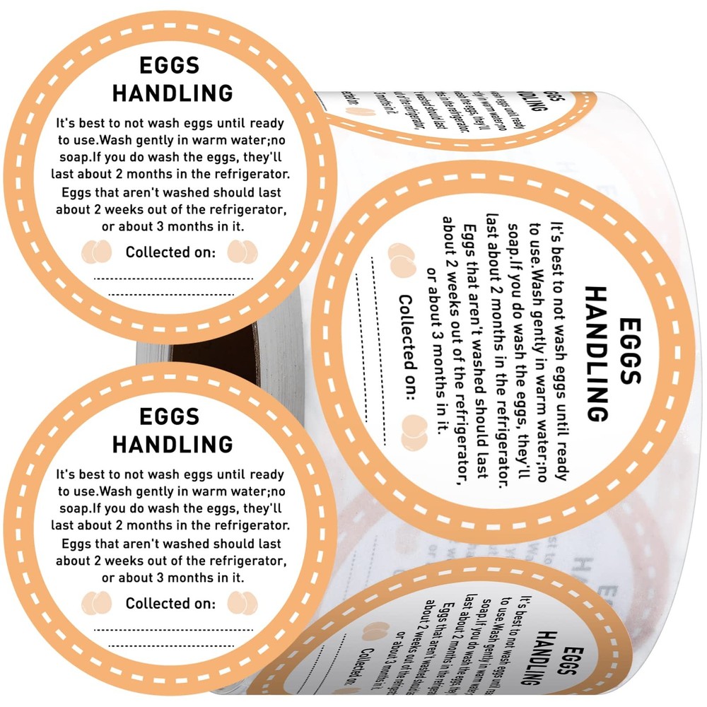 1000 Pcs Farm Fresh Eggs Carton Labels Stickers 2 Inch Easter Egg Care Self A…